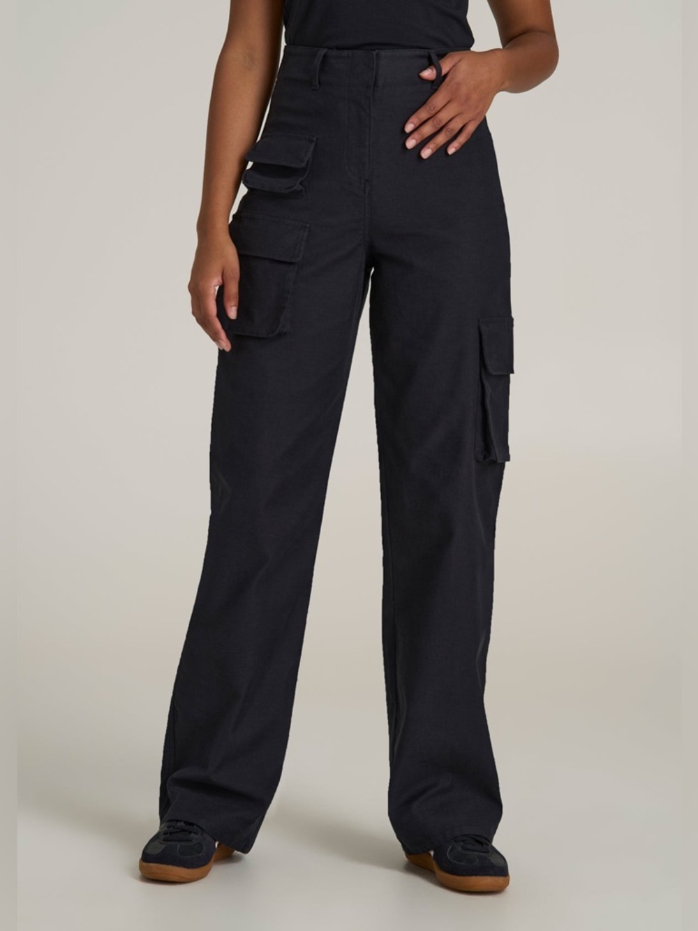 American Tall High-Waist Flat Front Cargo Pants for Tall Women Sz 10T